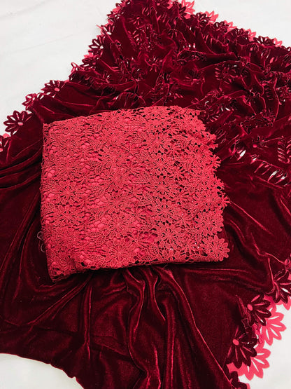 MAHROON VELVET CUTWORK
