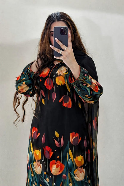 CHINA SILK 3D BLACK