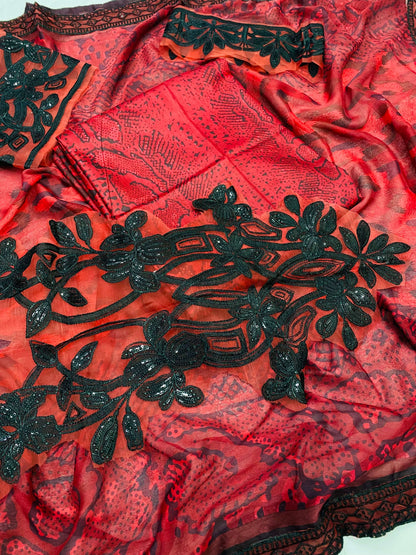 MB REDISH TIGER PRINT LAWN