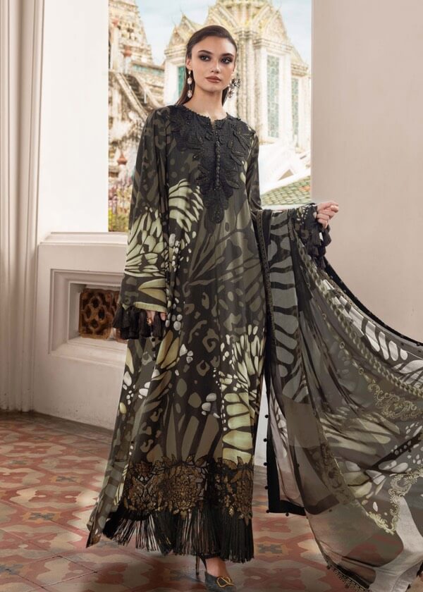 MB GREENISH CHEETAH PRINT LAWN