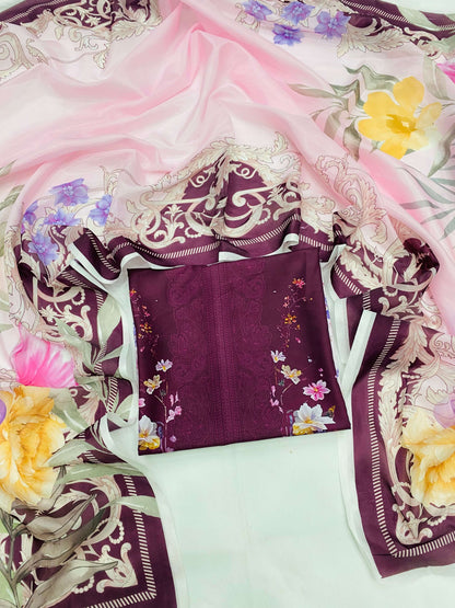 SWISS LAWN PURPLE 3 TONE