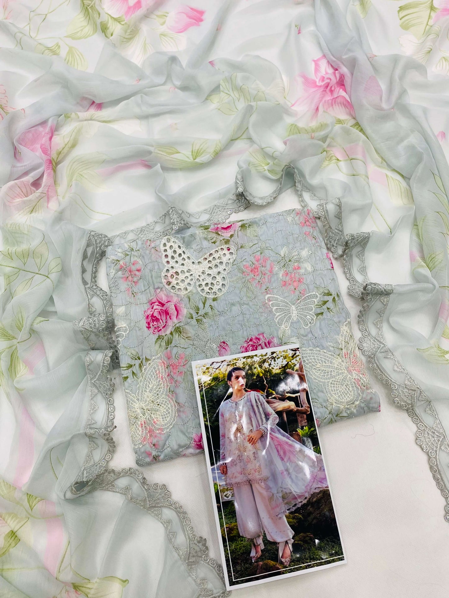 MB GREY BUTTERFLY LUXURY LAWN
