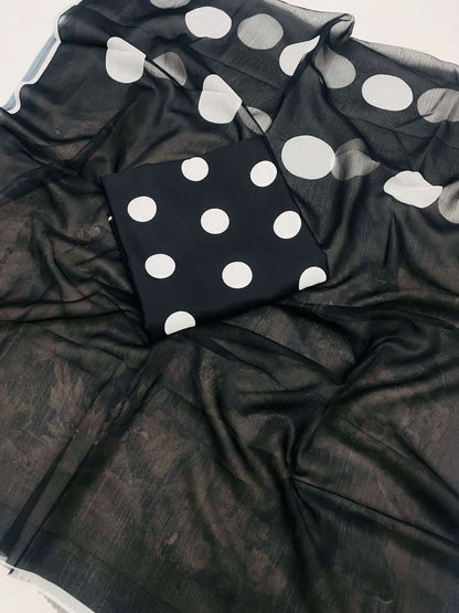 SWISS LAWN FULL BLACK POLKA