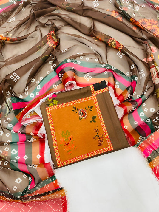 SWISS LAWN SKIN BROWN CHUNRI