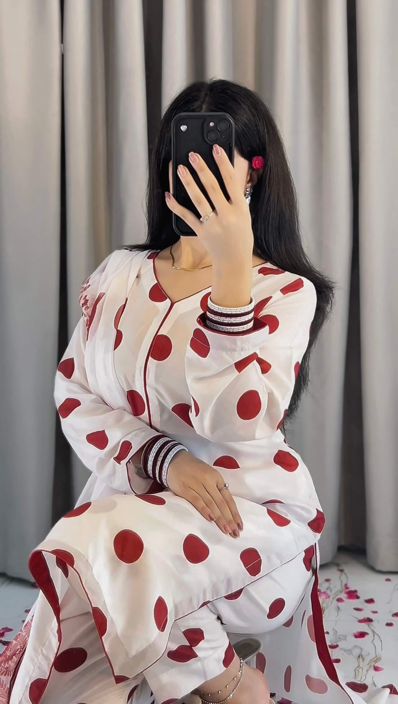 SWISS LAWN WHITE MAHROON POLKA (UNSTITCHED)
