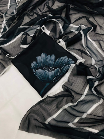 SWISS LAWN MB BLACK GULAB