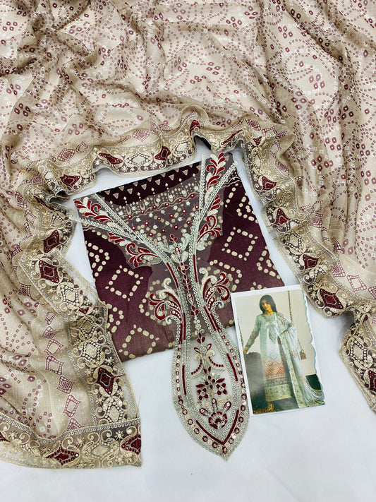 NUREH BEIGE PURPLE CHUNRI LAWN