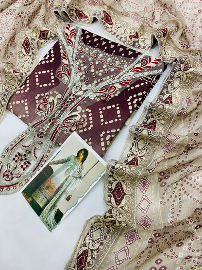NUREH BEIGE PURPLE CHUNRI LAWN