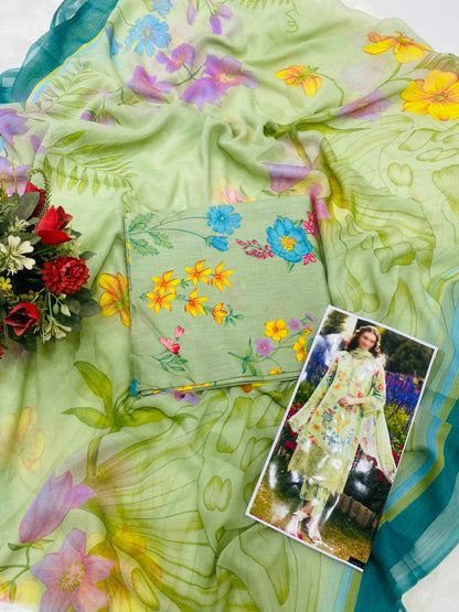 MB PISTA GREEN PATIYA PRINTED LAWN