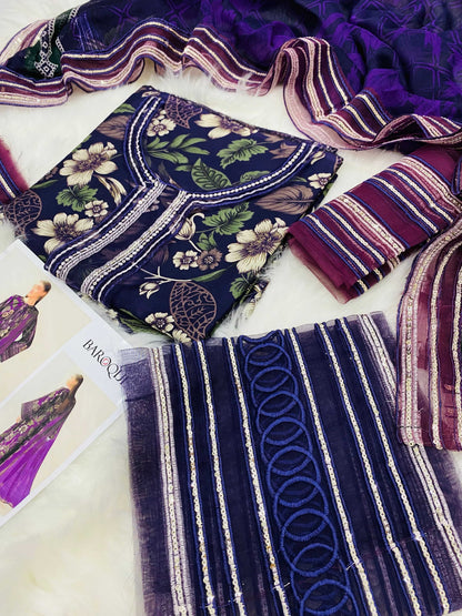 BAROQUE PURPLE PHOOL LUXURY LAWN