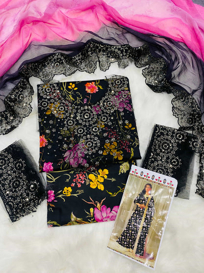IZNIK BLACK COCKTAIL LUXURY LAWN