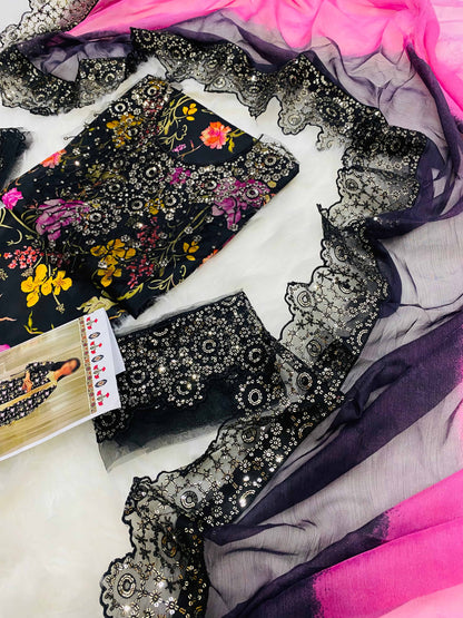 IZNIK BLACK COCKTAIL LUXURY LAWN