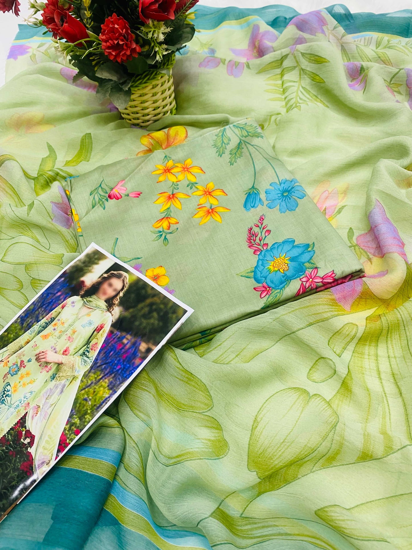 MB PISTA GREEN PATIYA PRINTED LAWN