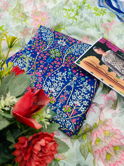 MB BLUE MULTI PRINTED LAWN