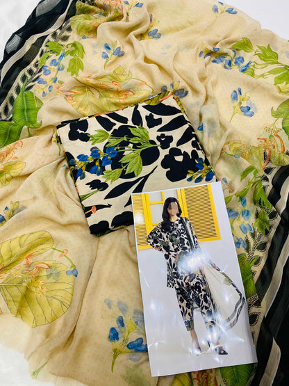 MB BLACK PATIYA PRINTED LAWN