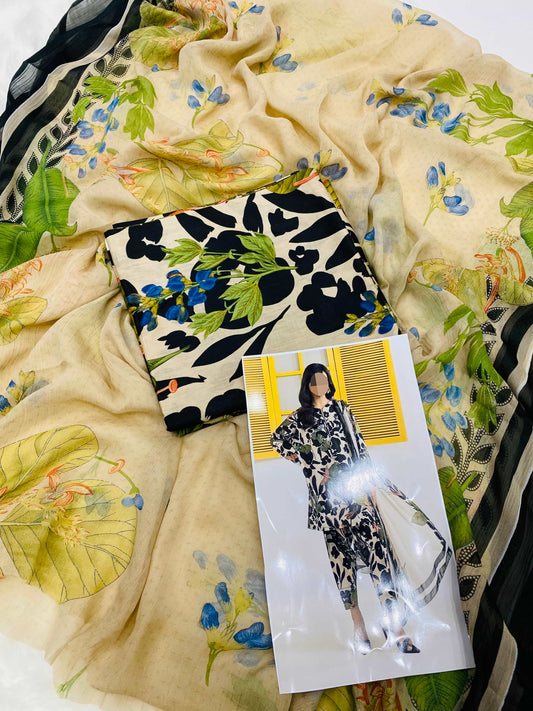 MB BLACK PATIYA PRINTED LAWN