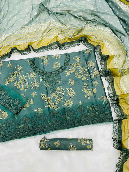 ANEELA’S OLIVE GREEN LUXURY LAWN