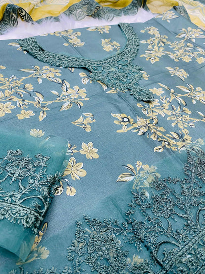 ANEELA’S OLIVE GREEN LUXURY LAWN