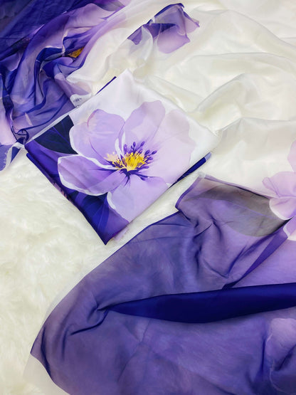CHINA SILK 3D PURPLE FLOWERS