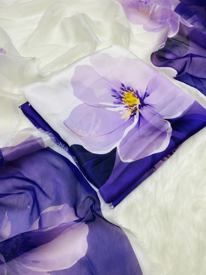 CHINA SILK 3D PURPLE FLOWERS