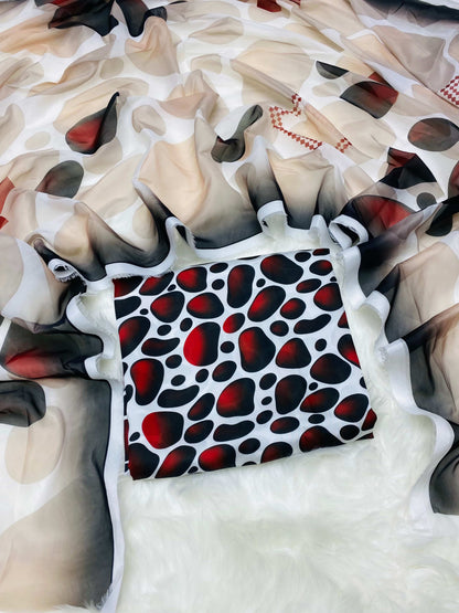 CHINA SILK BLACK RED STONES