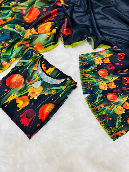 CHINA SILK 3D BLACK (STITCHED)