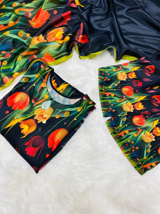 CHINA SILK 3D BLACK (STITCHED)