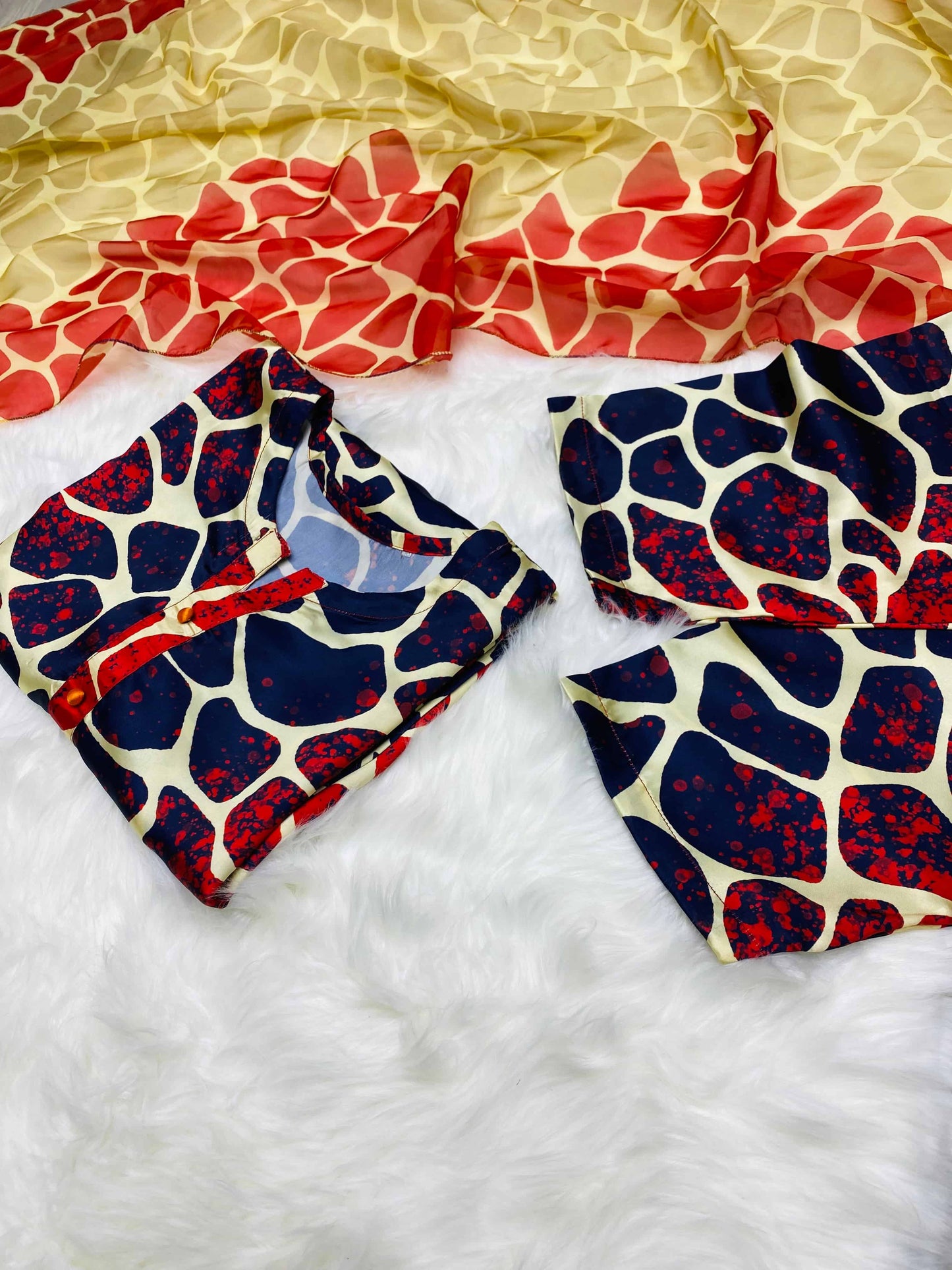 CHINA SILK STONE PRINT (STITCHED)