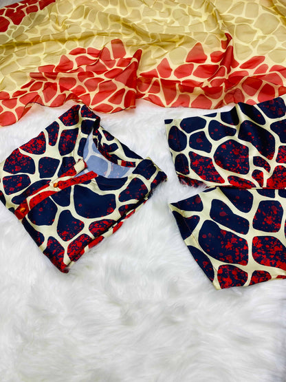 CHINA SILK STONE PRINT (STITCHED)