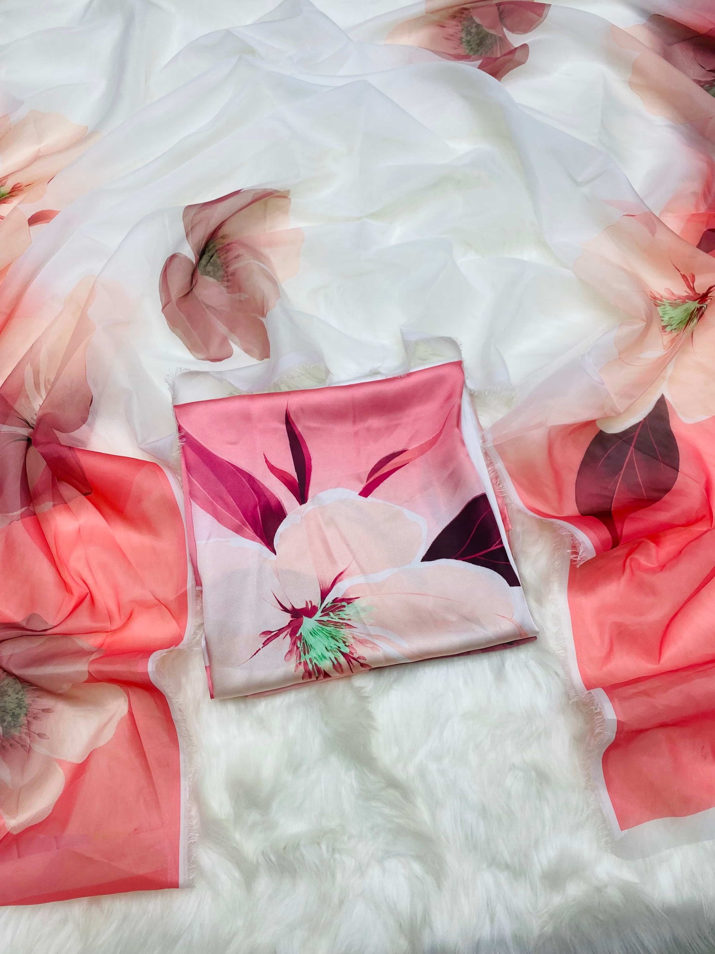 CHINA SILK 3D PINK FLOWERS