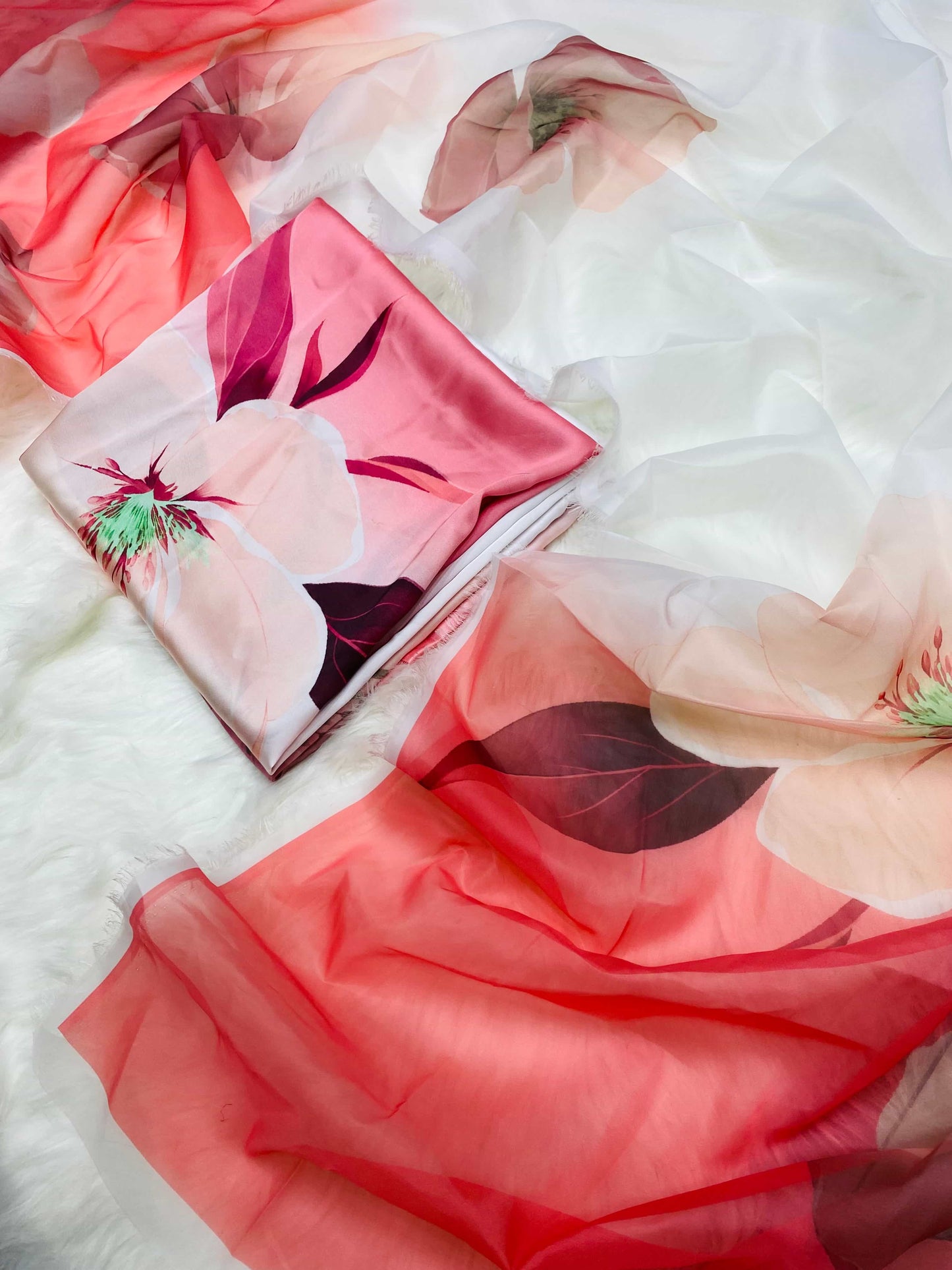 CHINA SILK 3D PINK FLOWERS