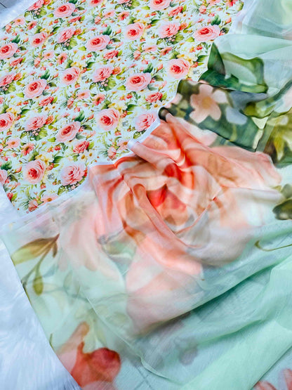SWISS LAWN AQUA FLOWERS