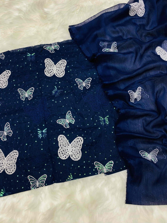 BAREEZE NAVY BLUE BUTTERFLY