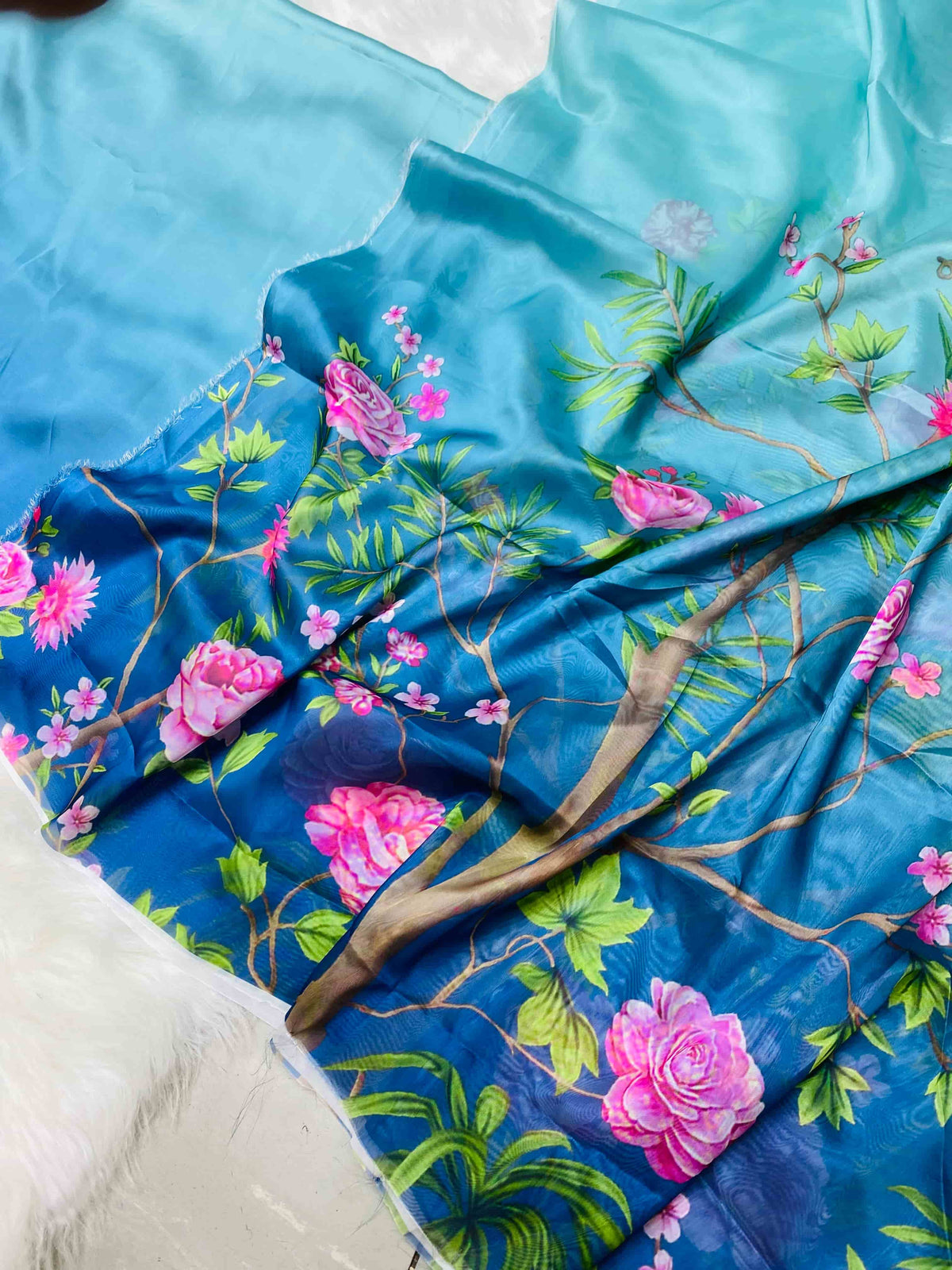 CHINA SILK TIE N DIE AQUA BLUE