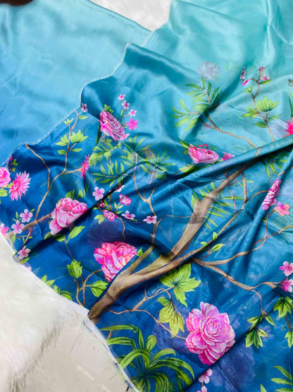 CHINA SILK TIE N DIE AQUA BLUE