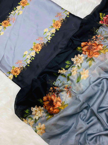 CHINA SILK SILVER BLACK