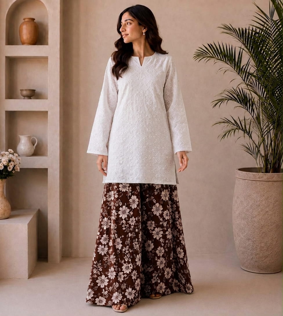 CO-ORD SET SWISS CHICKEN WITH BROWN TROUSER