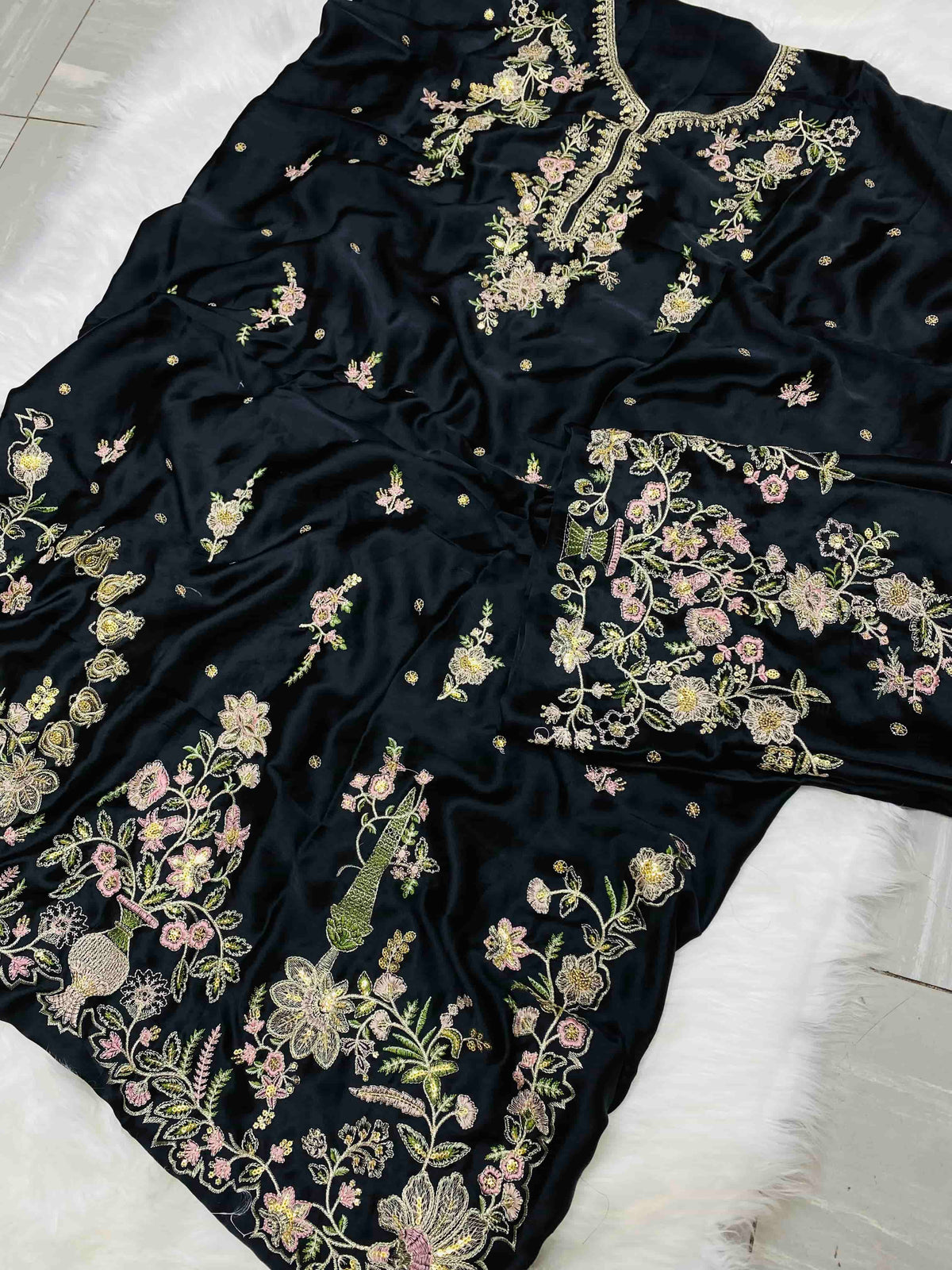 ETHNIC 2PC KAFTAN JET BLACK