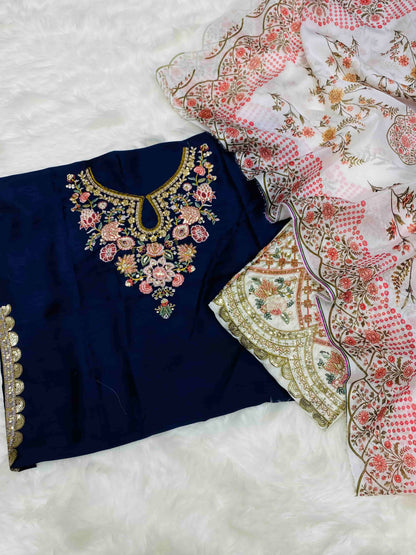 ETHNIC SHORT SILK NAVY GOLDEN
