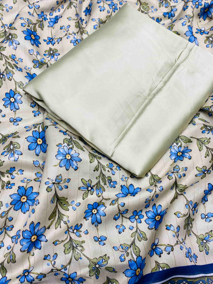 CHINA SILK WITH HERRINGBONE SHAWL FLOWERS