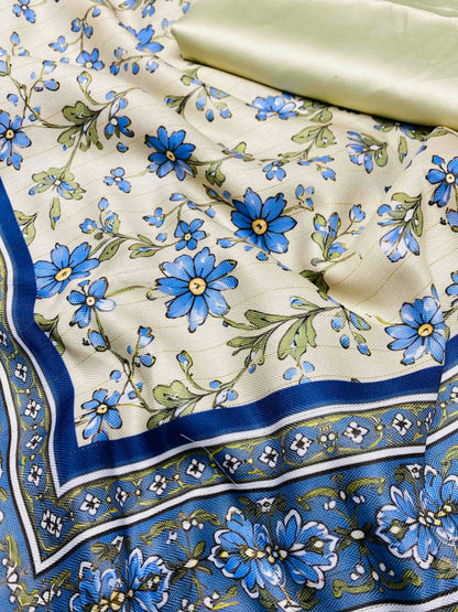CHINA SILK WITH HERRINGBONE SHAWL FLOWERS