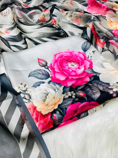 CHINA SILK GREY BLACK