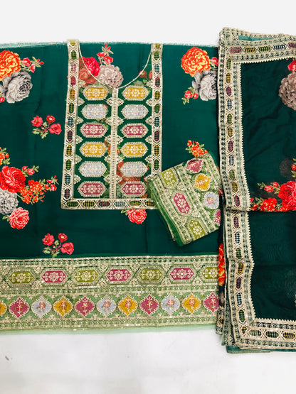 ANEELA GREEN LUXURY SILK DRESS