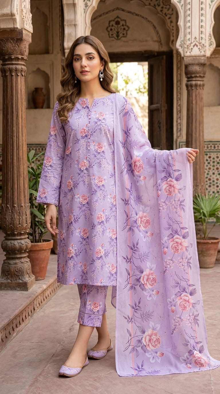 MB LILAC BUTTER PURE LAWN PRINTED