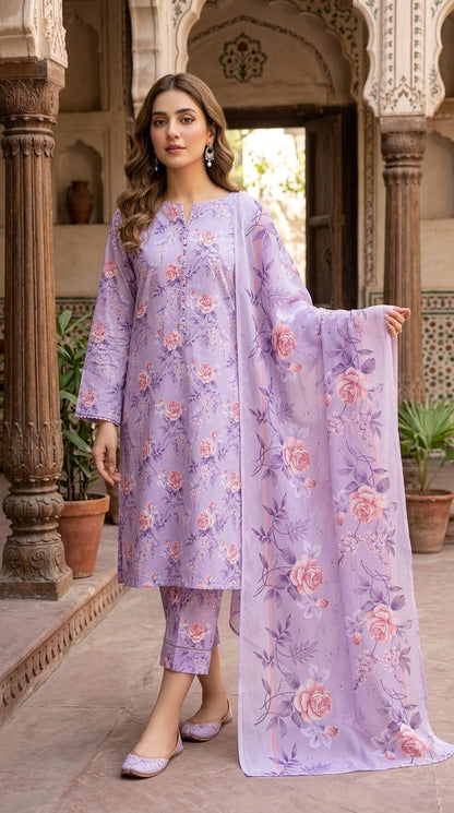 MB LILAC BUTTER PURE LAWN PRINTED