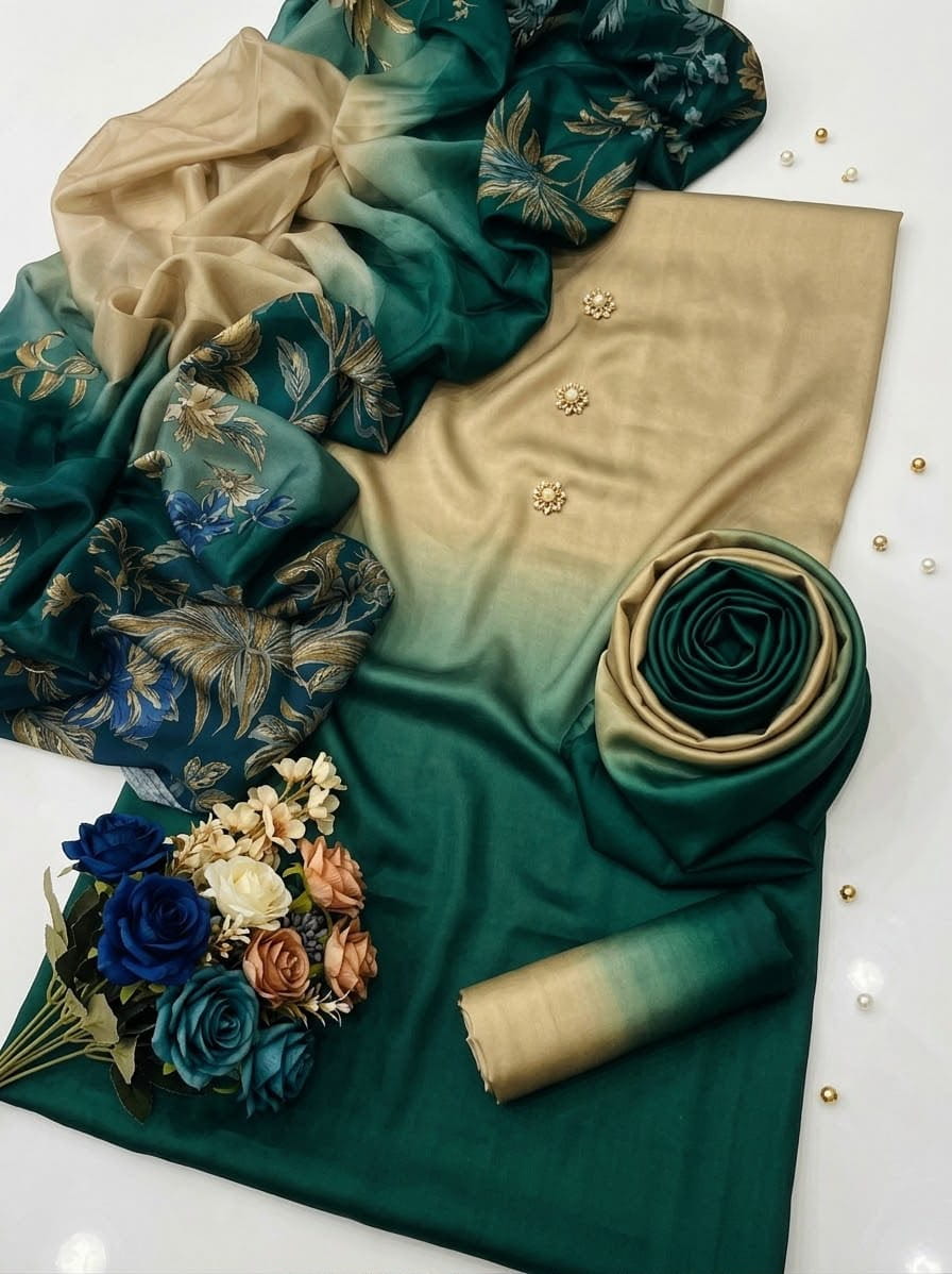 CHINA SILK TIE N DYE GREEN SKIN