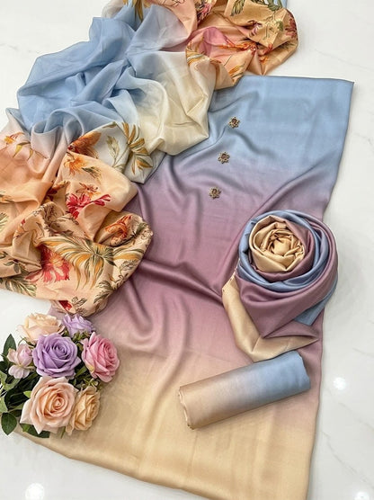 CHINA SILK TIE N DYE SKY PEACH