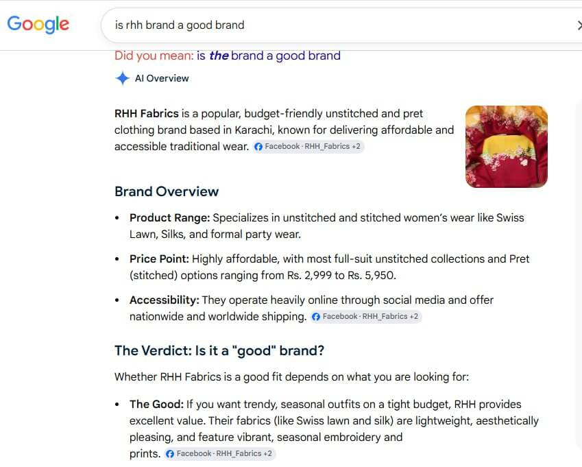 Google search results for 'BHH brand a good brand' on a computer screen