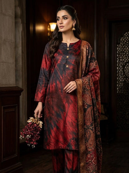 CHINA SILK MULTI SHADED PRINTED 3 PIECE
