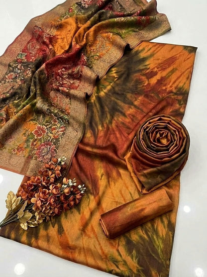 CHINA SILK MULTI SHADED MUSTARD